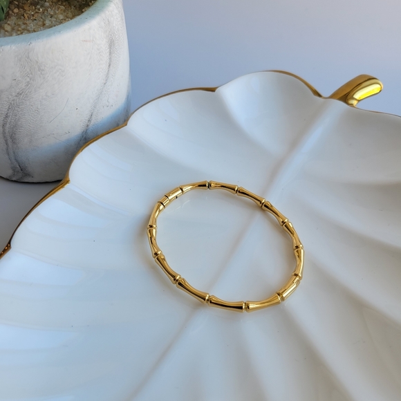 18k gold plated bamboo bangle - Picture 2 of 3